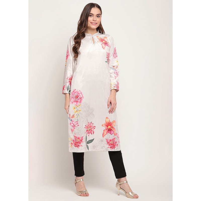 Beige Readymade Printed Kurti - JD986585163