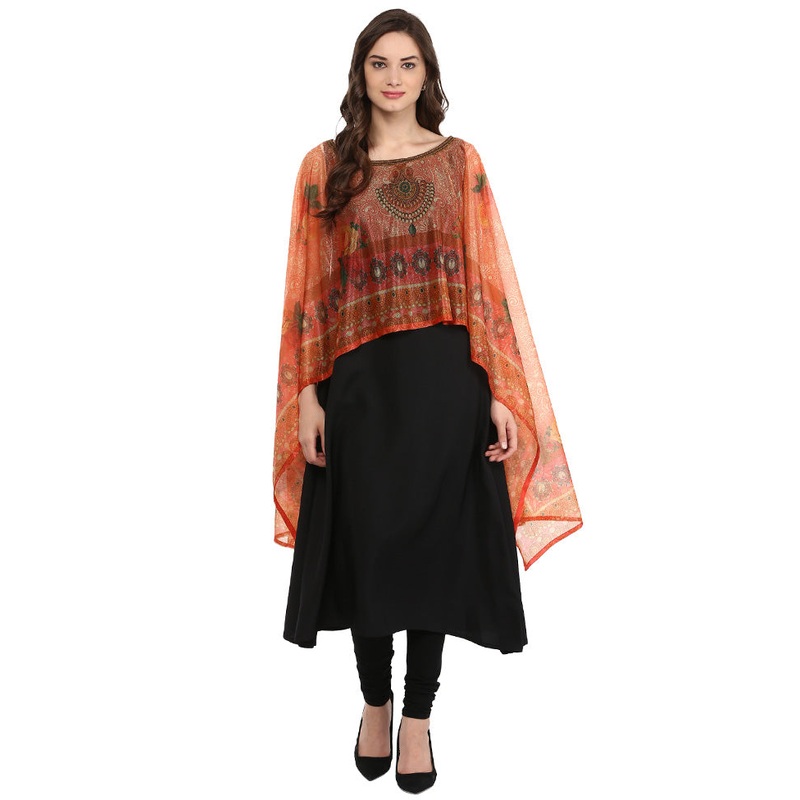 Black Printed Crepe Kurti - JD986585171