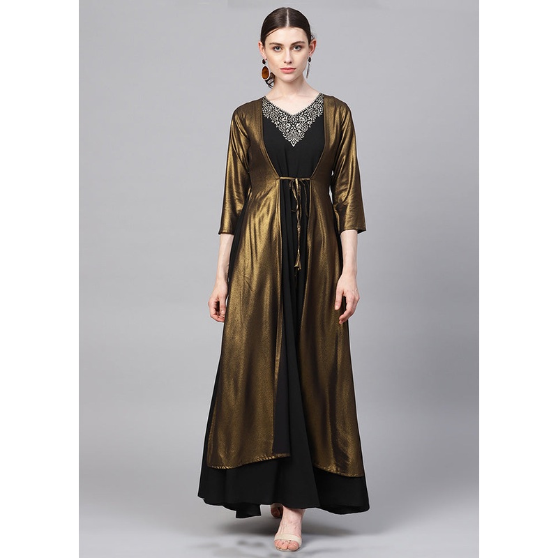 Black Readymade Printed Kurti - JD986585165