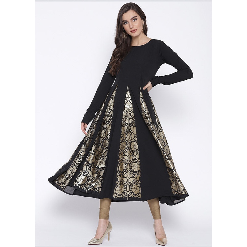 Black Readymade Printed Kurti - JD986585184
