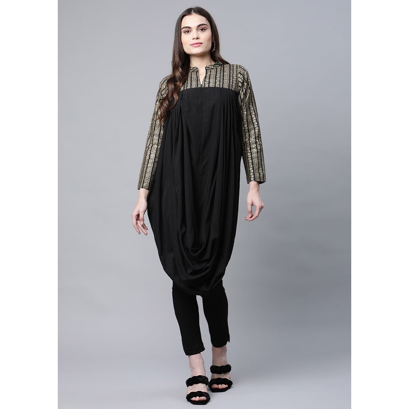 Black Readymade Printed Kurti - JD986585188