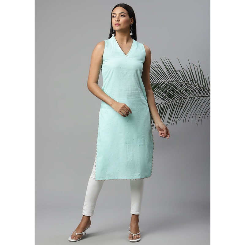 Blue Readymade Printed Kurti - JD986585197