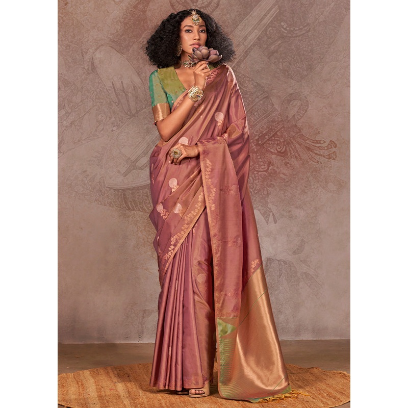 Mauve Spun Silk Saree With Blouse Piece - JD986585039