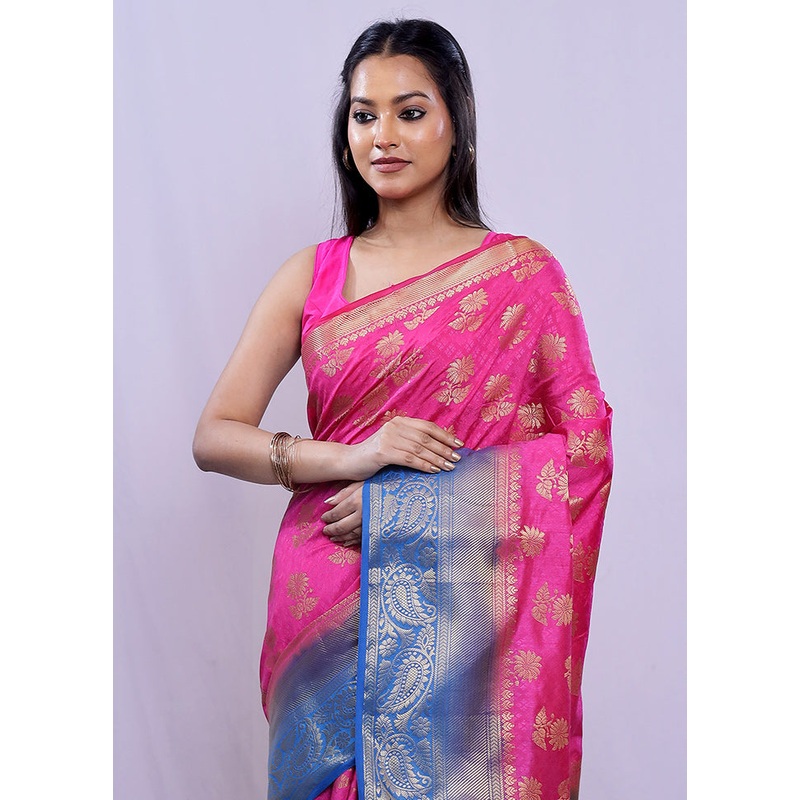 Multicolor Dupion Silk Saree With Blouse Piece - JD986585157