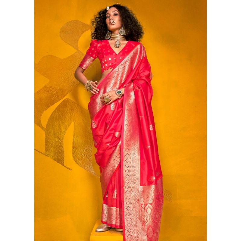 Pink Spun Silk Saree With Blouse Piece - JD986585035