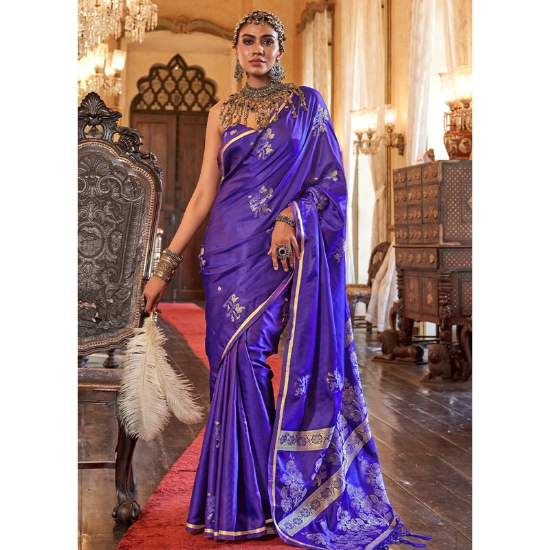 Purple Satin Silk Saree With Blouse Piece - JD986585033