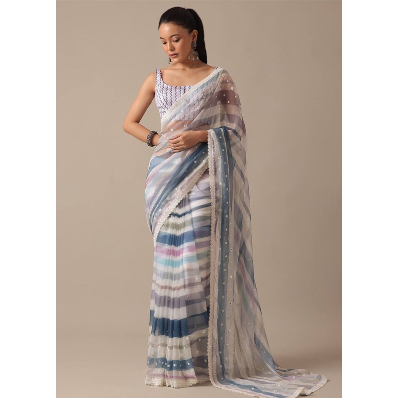 Multicolor Georgette Saree With Blouse Piece - JD986584959
