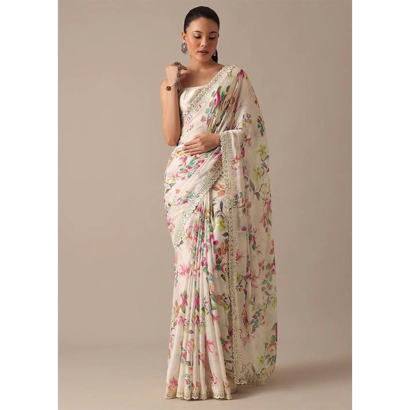 Multicolor Georgette Saree With Blouse Piece - JD986584962