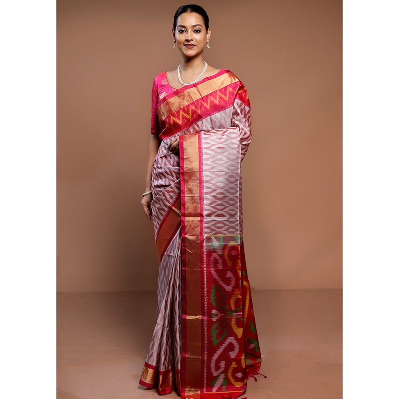 Multicolor Handloom Kanchipuram Pure Silk Saree With Blouse Piece - JD986585009
