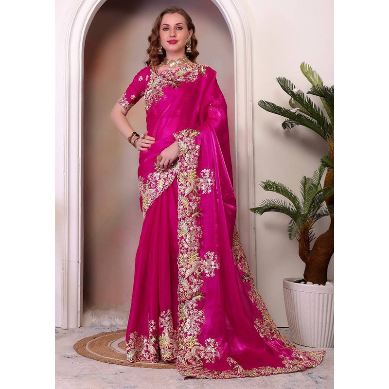 Rani Spun Silk Saree With Blouse Piece - JD986584932