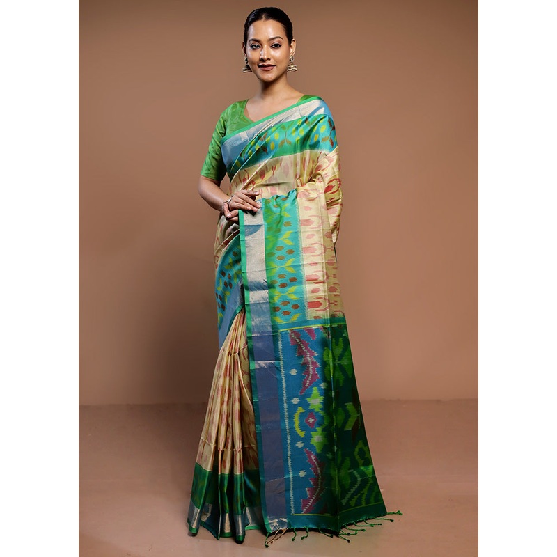 Yellow Handloom Kanchipuram Pure Silk Saree With Blouse Piece - JD986585000