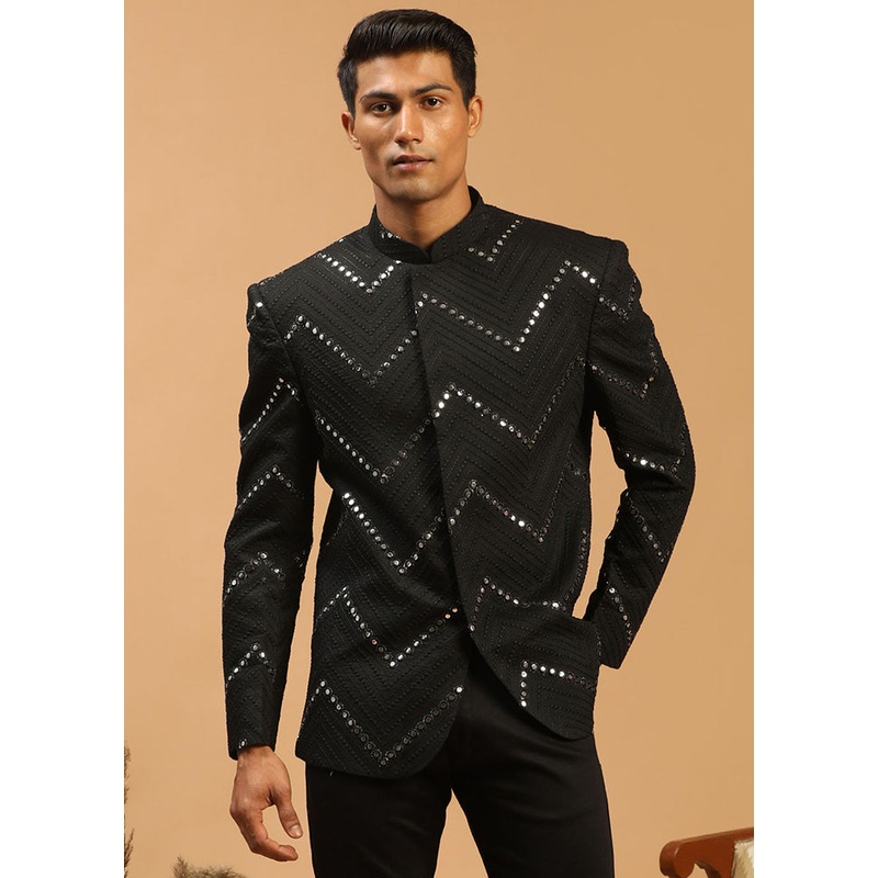 Black Viscose Jodhpuri Coat - JD986584745