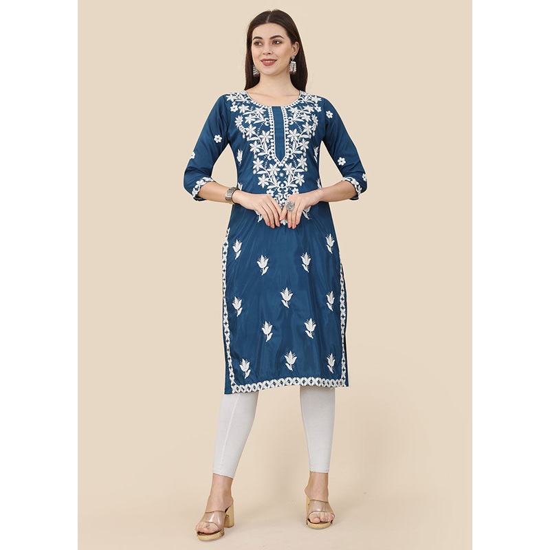 Blue Readymade Silk Kurti - JD986584680