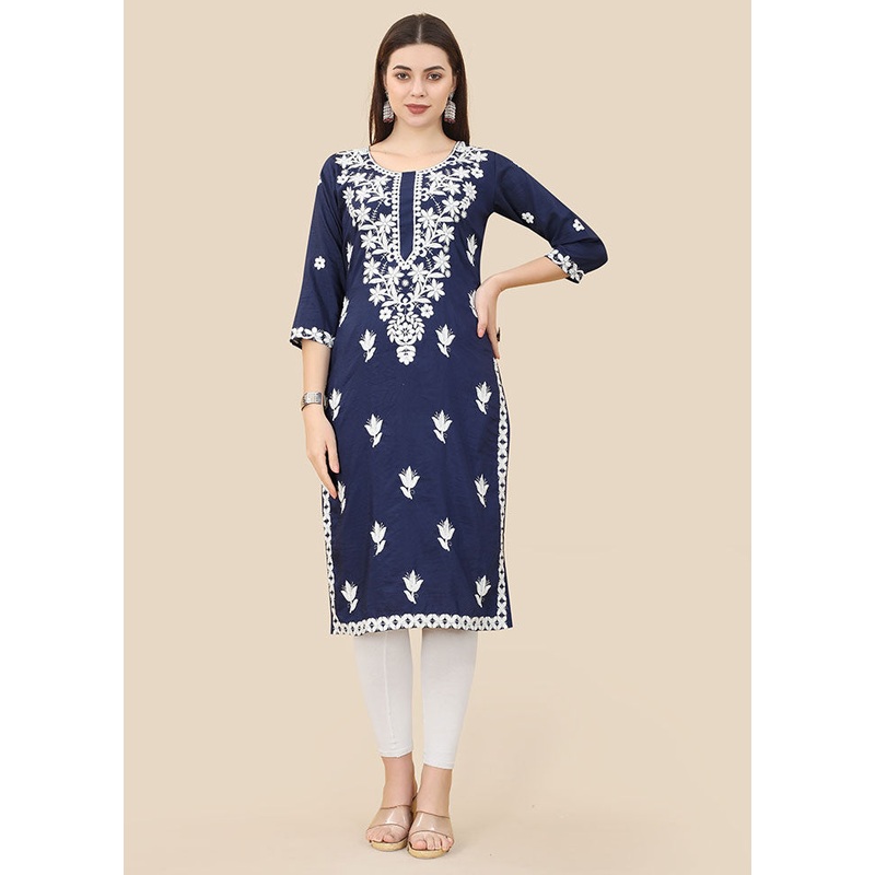 Blue Readymade Silk Kurti - JD986584681