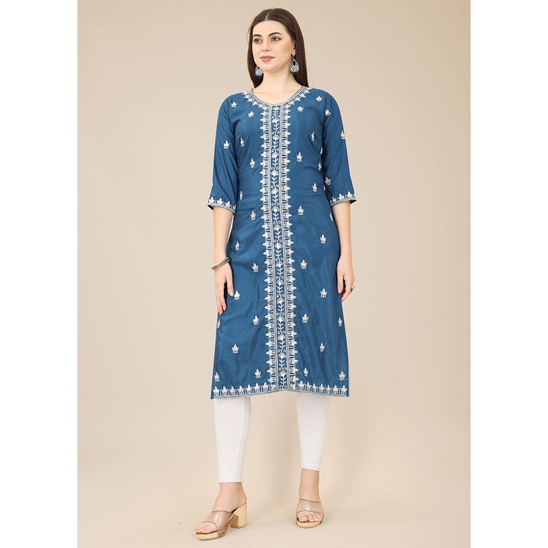 Blue Readymade Silk Kurti - JD986584682