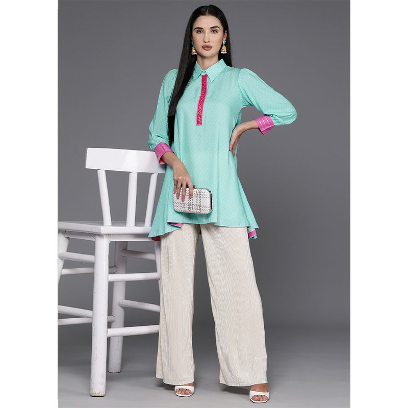 Blue Readymade Viscose Tunic - JD986584678