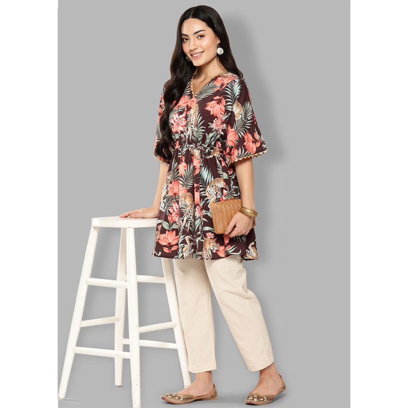 Brown Readymade Polyester Tunic - JD986584675