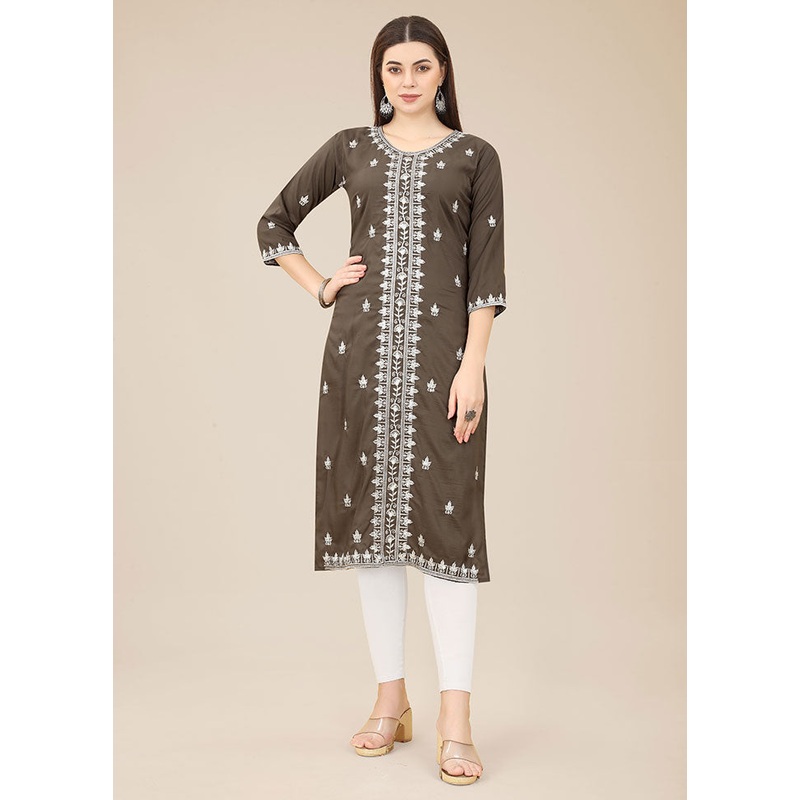 Brown Readymade Silk Kurti - JD986584667