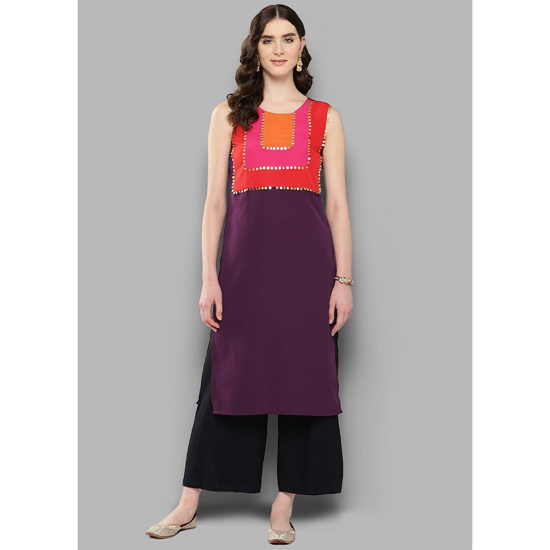 Burgundy Readymade Silk Kurti - JD986584662