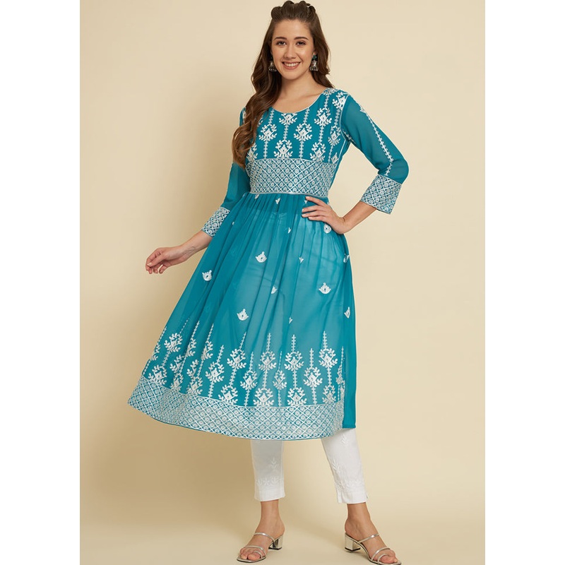 Firoza Readymade Georgette Long Kurti - JD986584653