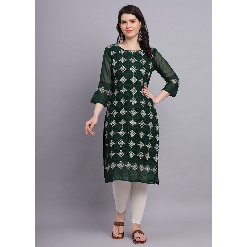 Green Readymade Georgette Kurti - JD986584644