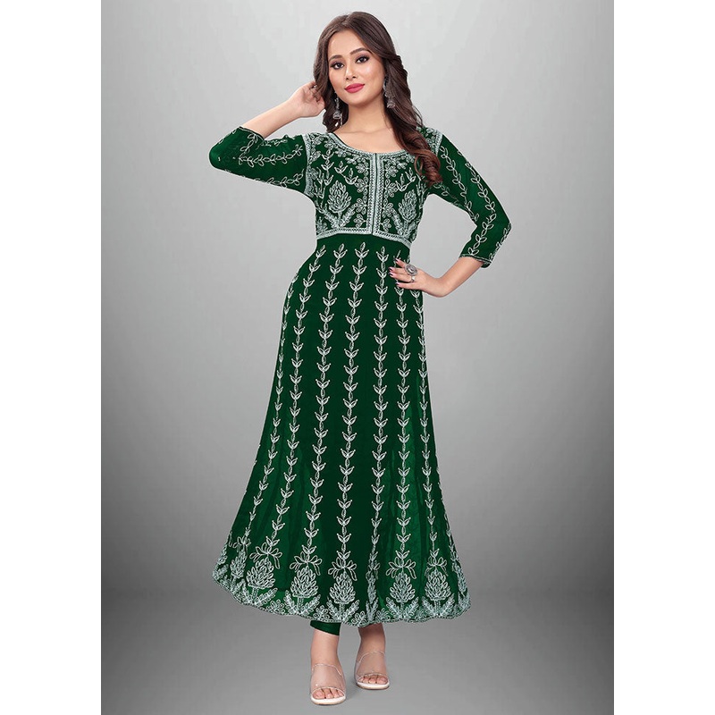 Green Readymade Georgette Kurti - JD986584645