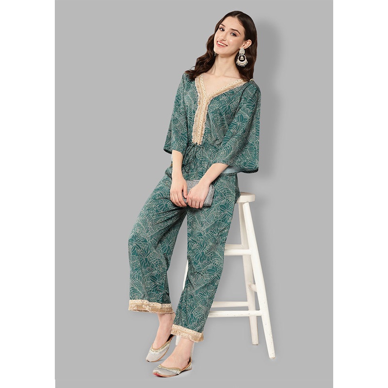 Green Readymade Polyester Jumpsuit - JD986584639
