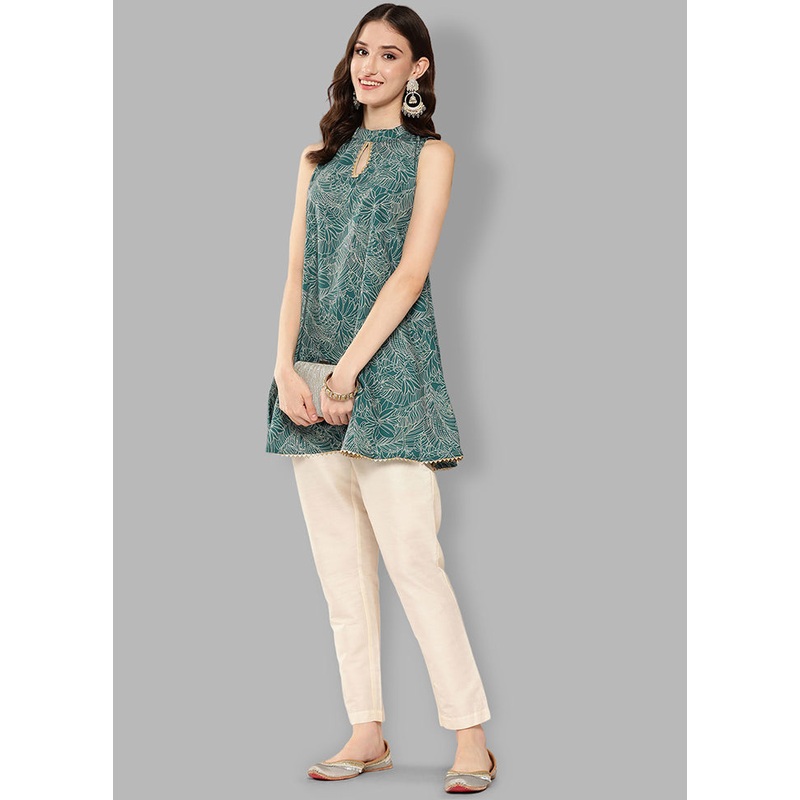 Green Readymade Polyester Tunic - JD986584636