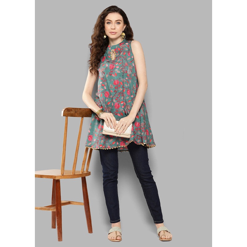 Green Readymade Polyester Tunic - JD986584637