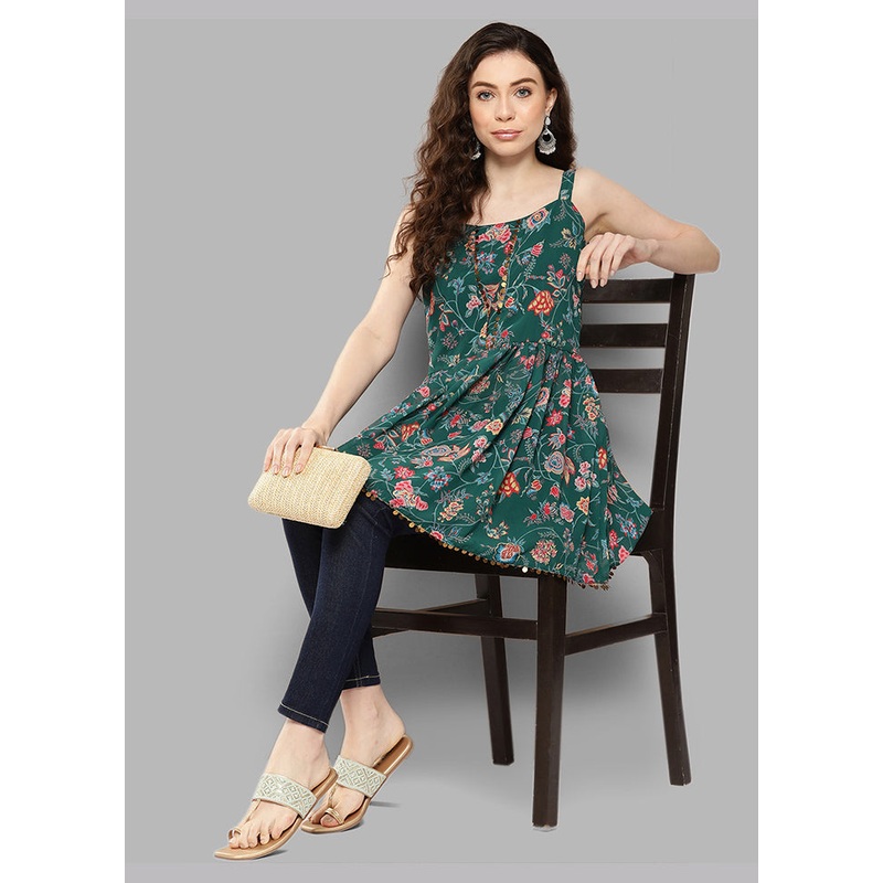 Green Readymade Polyester Tunic - JD986584638