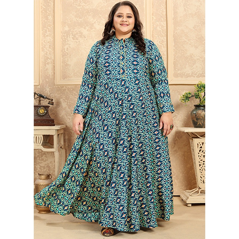 Green Readymade Rayon Gown - JD986584632