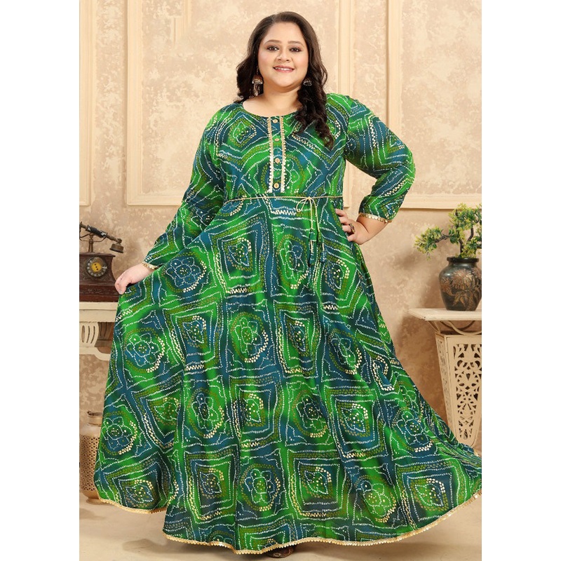 Green Readymade Rayon Gown - JD986584633