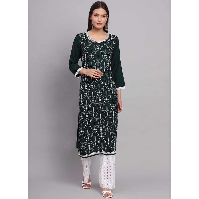 Green Readymade Rayon Kurti - JD986584629