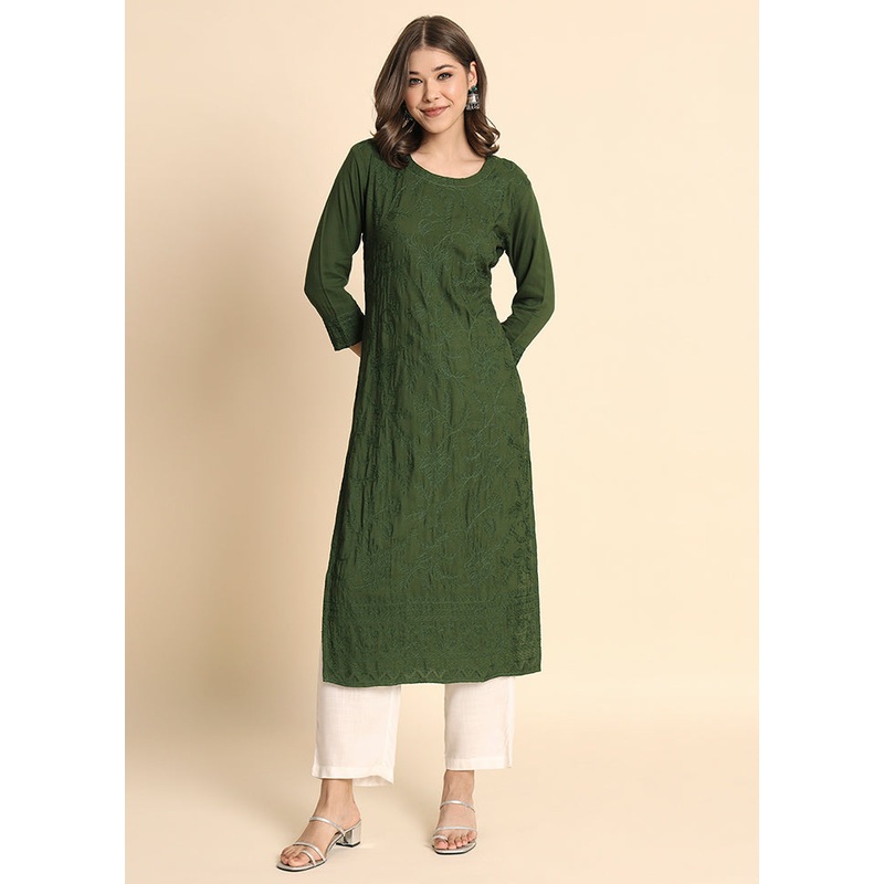 Green Readymade Rayon Kurti - JD986584630