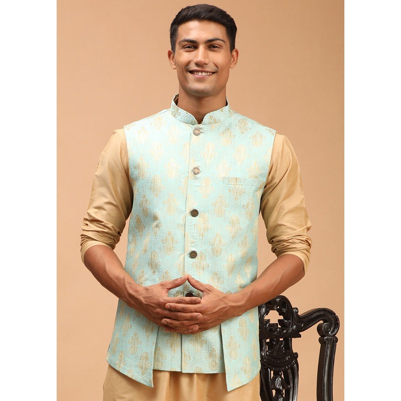 Multicolor Silk Nehru Jacket - JD986584738