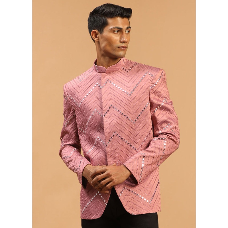 Onion Pink Viscose Jodhpuri Coat - JD986584746