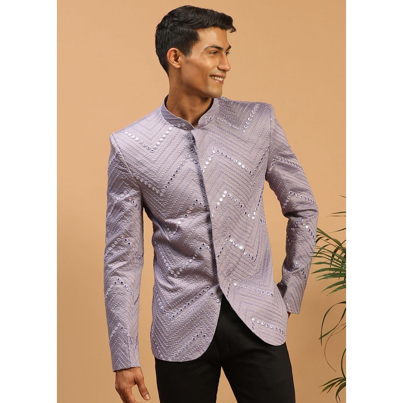 Purple Viscose Jodhpuri Coat - JD986584743
