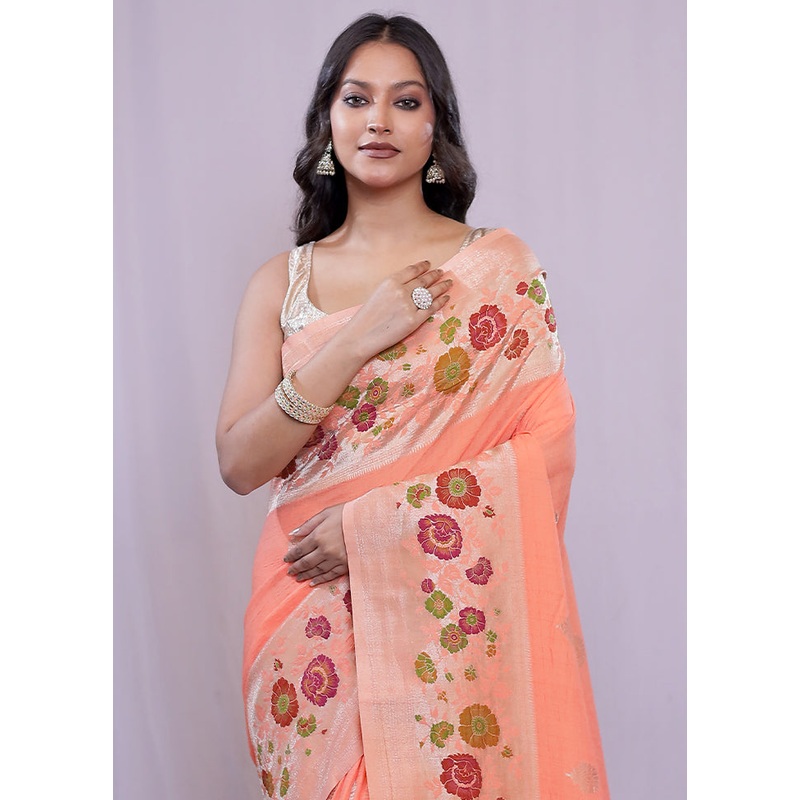 Rust Pure Georgette Saree With Blouse Piece - JD986584708