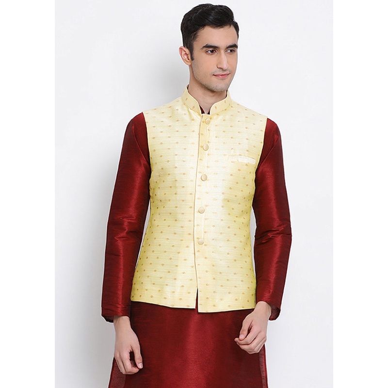 Yellow Polka Dots Silk Jacket - JD986584716