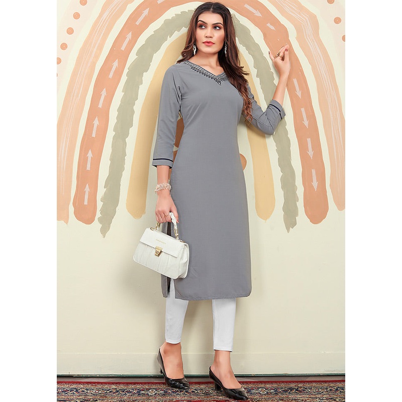 Grey Readymade Cotton Kurti - JD986584615
