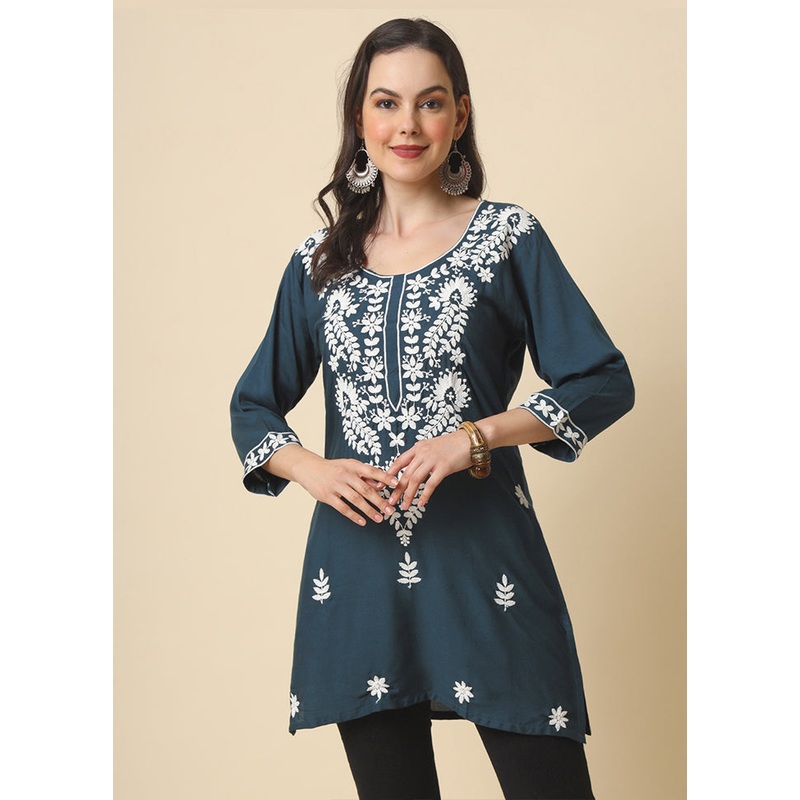 Grey Readymade Rayon Kurti - JD986584605