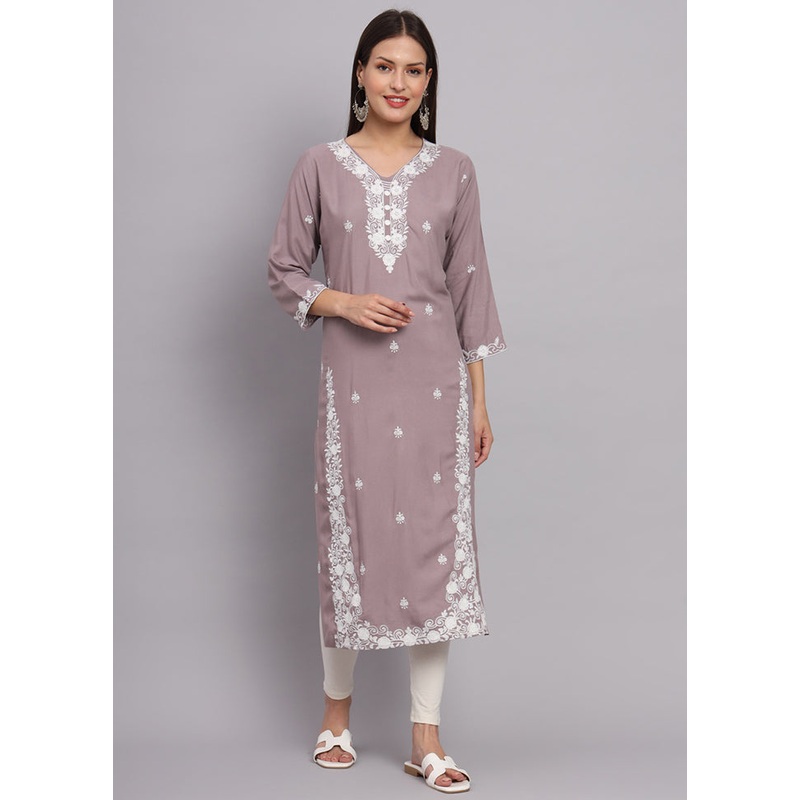 Grey Readymade Rayon Kurti - JD986584606