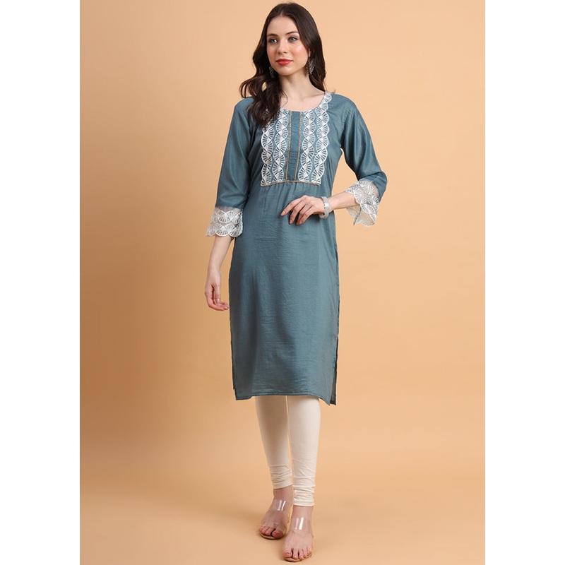 Grey Readymade Silk Kurti - JD986584598