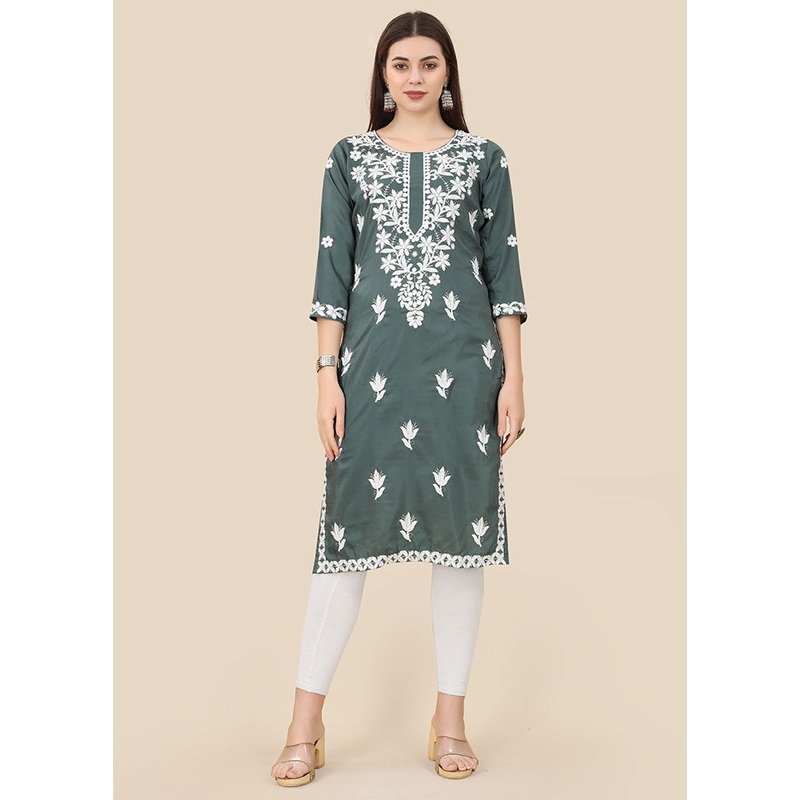 Grey Readymade Silk Kurti - JD986584599
