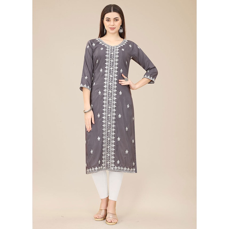 Grey Readymade Silk Kurti - JD986584600