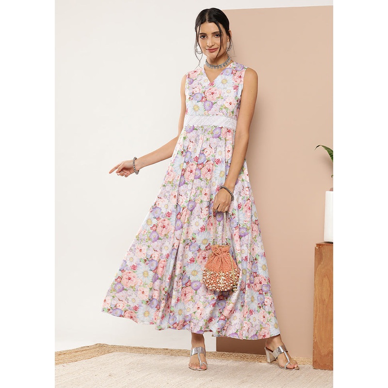 Lavender Readymade Rayon Kurti - JD986584594