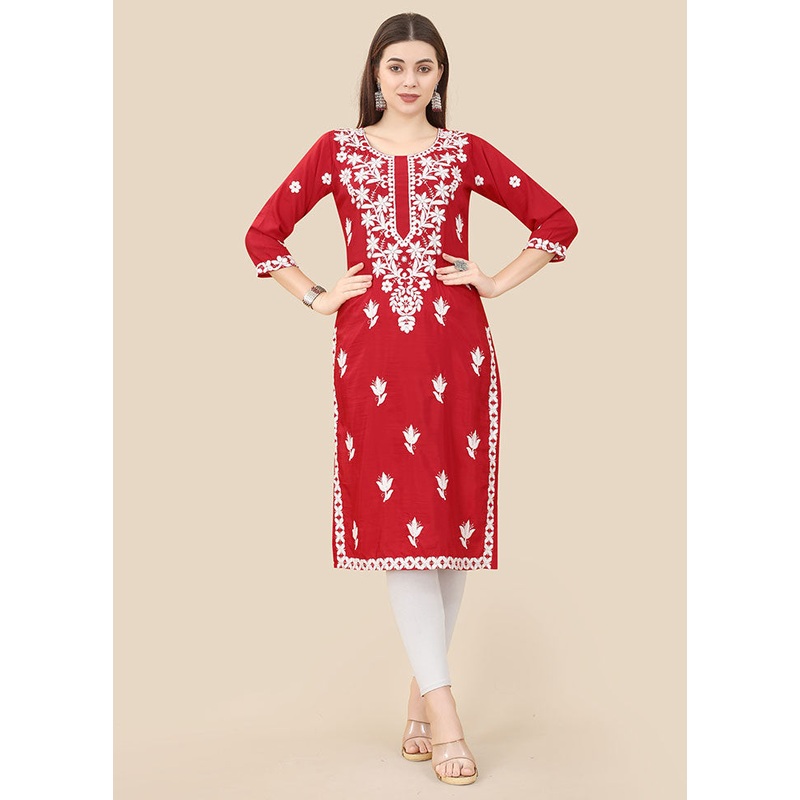 Maroon Readymade Silk Kurti - JD986584577
