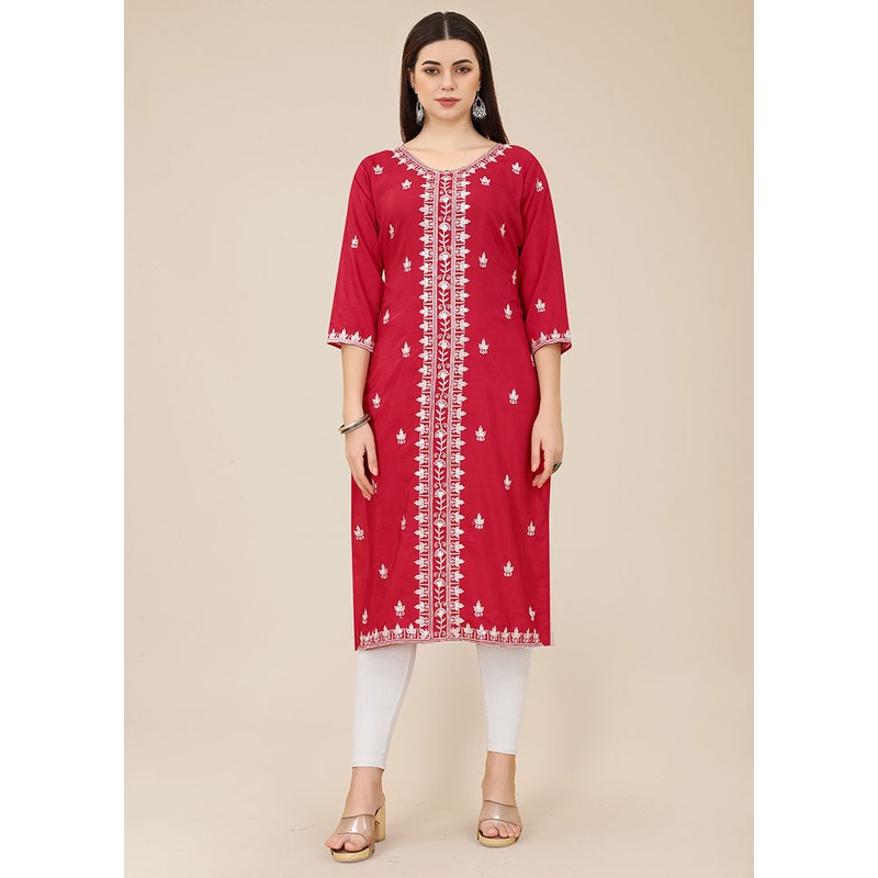 Maroon Readymade Silk Kurti - JD986584578