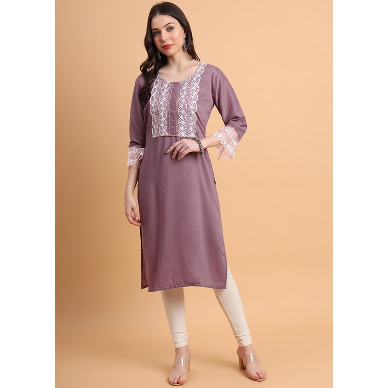 Mauve Readymade Silk Kurti - JD986584575