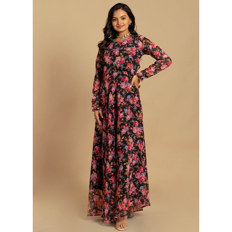 Multicolor Georgette Long Dress - JD986584569